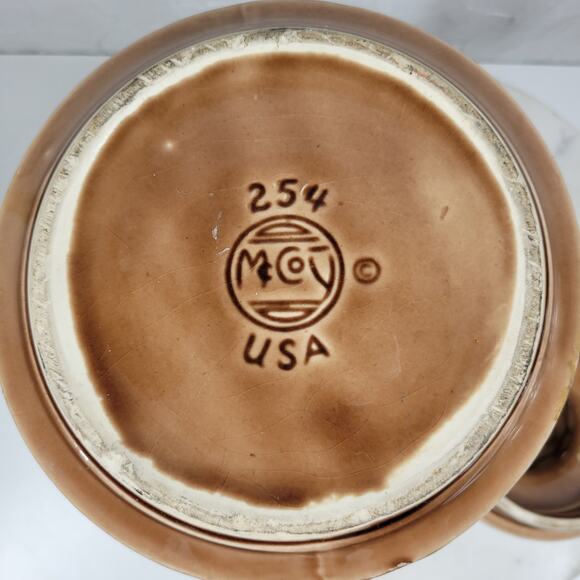 VTG McCoy USA Pottery Canister 10" Tan Green Ditsy Floral Daisy Ceramic Jar - Picture 2 of 16